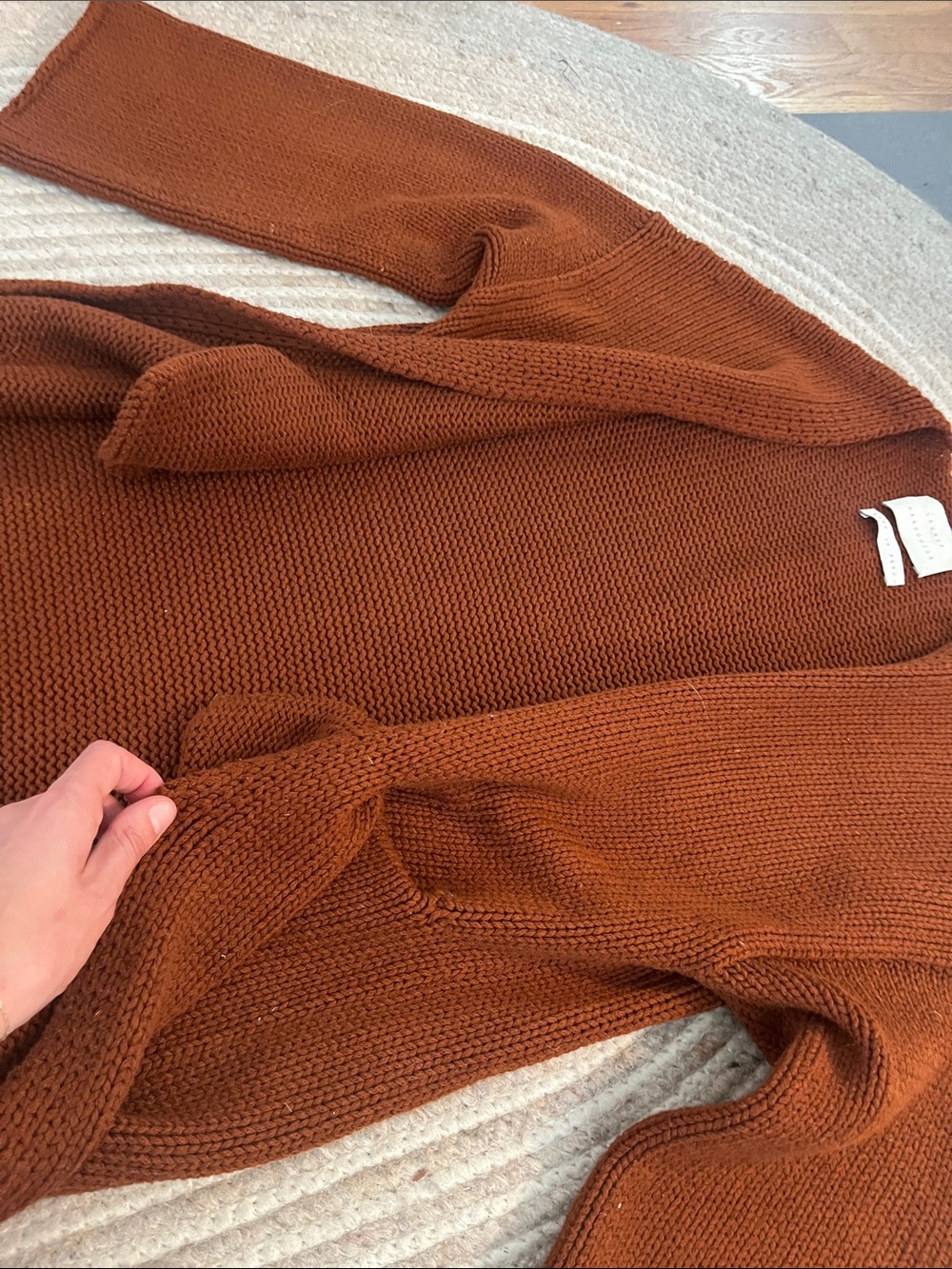 Lauren Manoogian burnt orange/umber long cardigan. - Picture 4 of 6